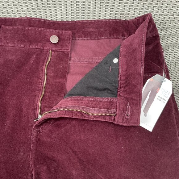 Time And Tru Womens Size 20 Burgundy Wine  High Rise Wide Leg Velvet Pants - Picture 12 of 12